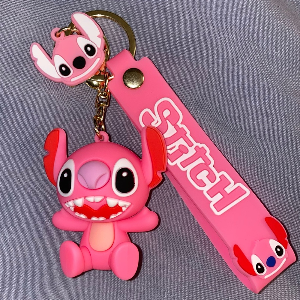 🌸 NEW - Pink Lilo & Stitch Cartoon Keychain